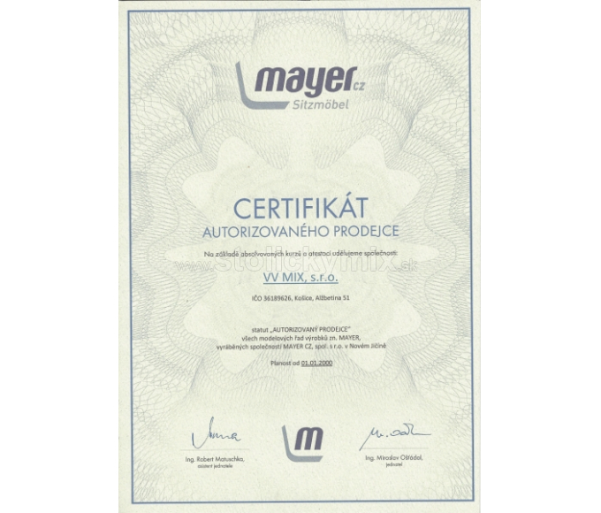 Certifikát dobrého autorizovaného predajcu :-)