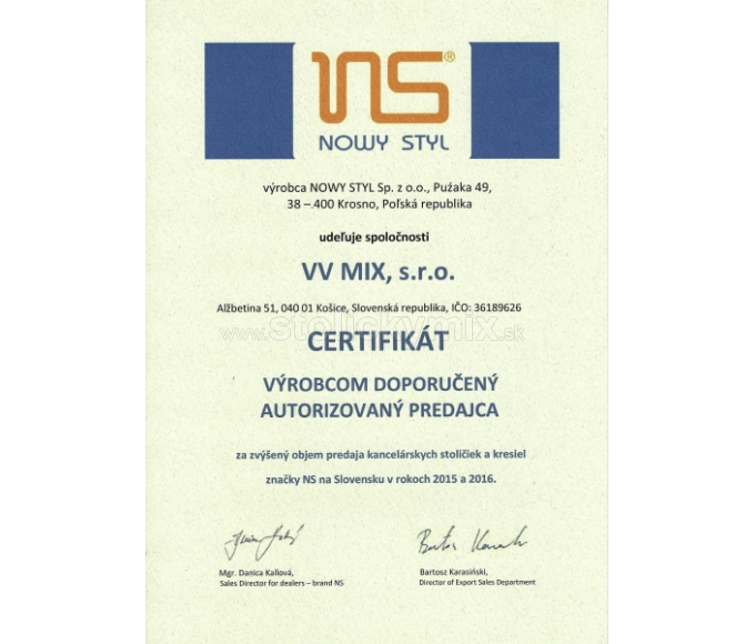Certifikát dobrého autorizovaného predajcu
