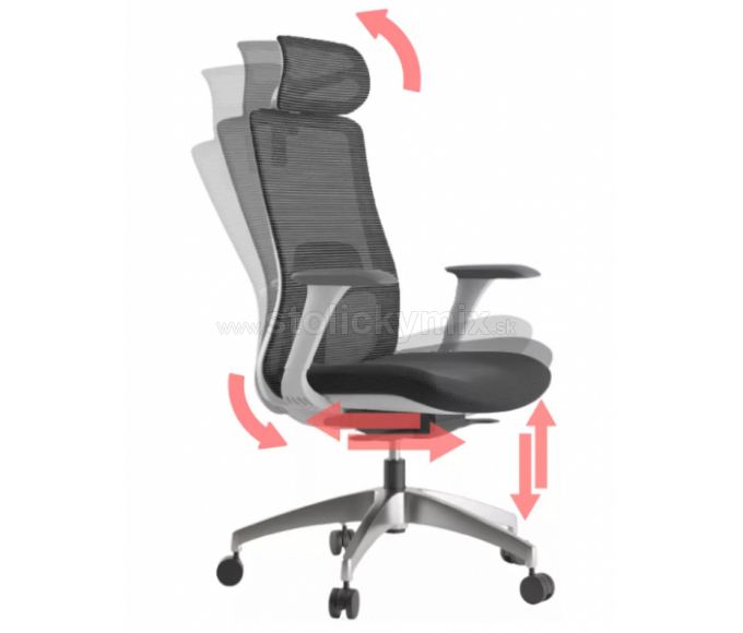 MERCURY Ergonomická stolička WISDOM tmavosivá/sivý plast