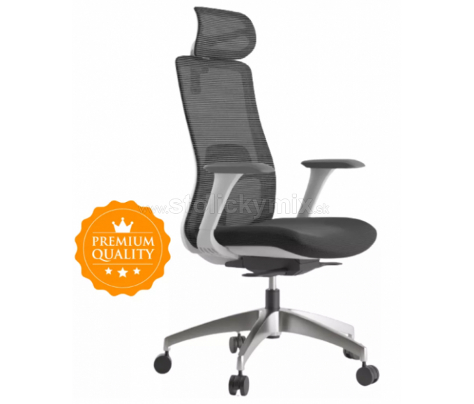 MERCURY Ergonomická stolička WISDOM tmavosivá/sivý plast