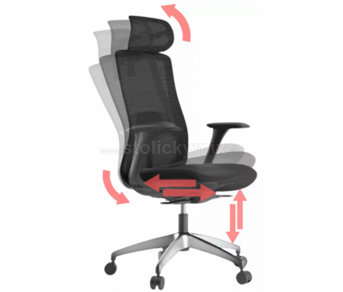 MERCURY Ergonomická stolička WISDOM čierna/čierny plast