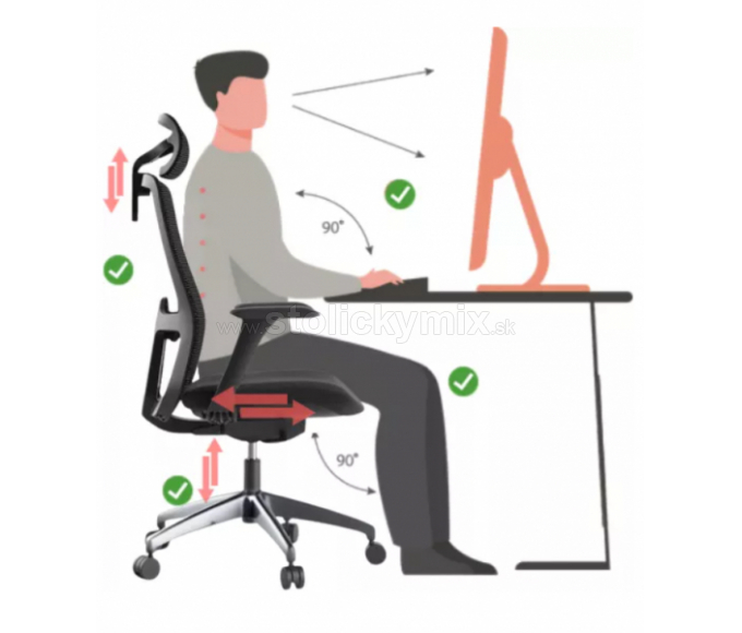 MERCURY Ergonomická stolička WISDOM čierna/čierny plast