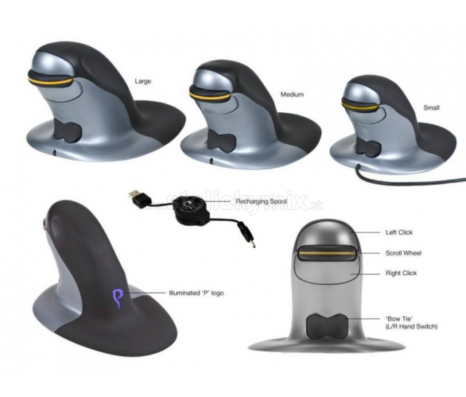 Ergonomická bezkáblová laserová počítačová myš PENGUIN "MEDIUM"