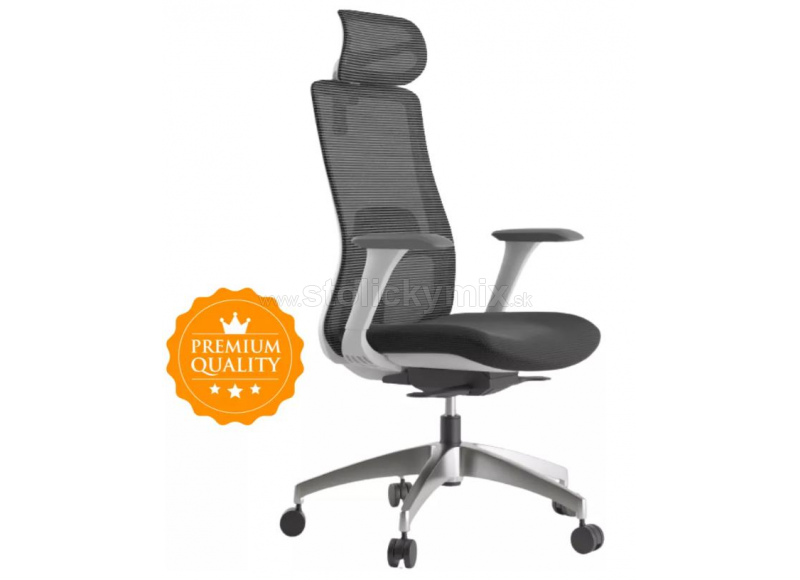 MERCURY Ergonomická stolička WISDOM tmavosivá/sivý plast