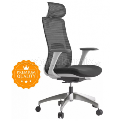 MERCURY Ergonomická stolička WISDOM tmavosivá/sivý plast