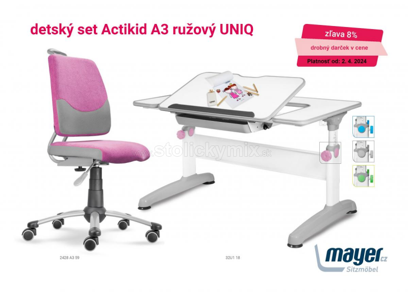 DETSKÝ RASTÚCI SET MAYER ACTIKID A3 RUŽOVÝ UNIQ