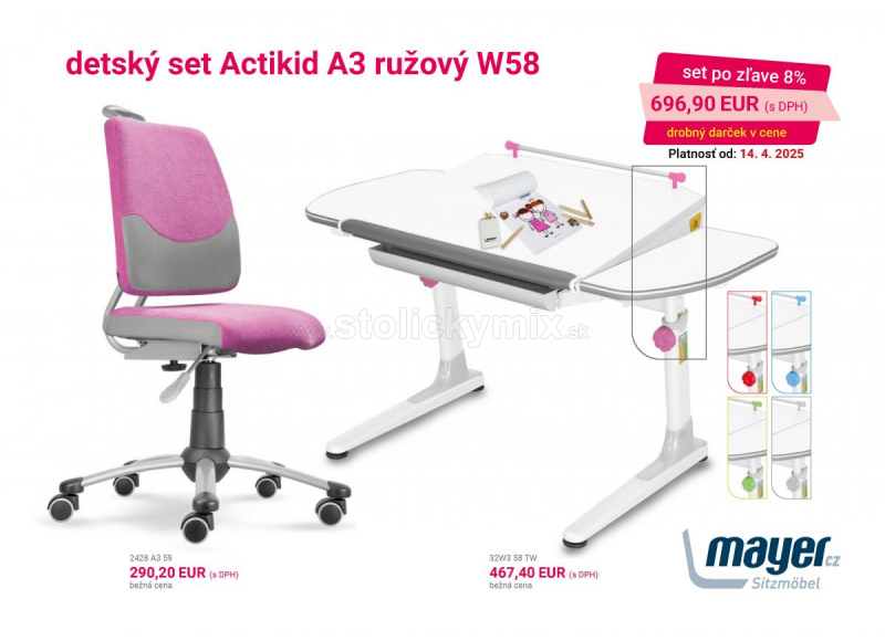 DETSKÝ RASTÚCI SET MAYER ACTIKID A3 RUŽOVÝ W58